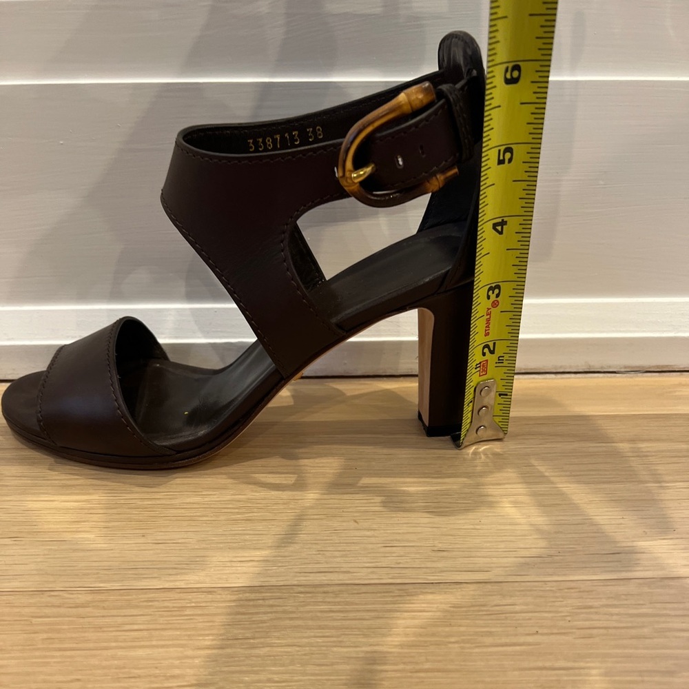Gucci Cocoa Brown Lifford Ankle Buckle Leather Sandal Heels [Size 8] - Picture 6 of 6
